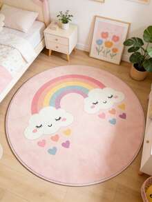 1pc Rainbow Cloud Decorative Floor Mat, Cute Decorative Mat, Cute Gaming Mat, Decorative Carpet, Bedroom Decor, Small Rug, Carpet, Home Decor, Outdoor Rug, Washable Carpet, Graduation Gift, Mother's Day Gift - Multicolor - View 1