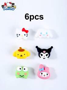 SANRIO 2/4/6pcs Hello Kitty Silicone Bead Decorations, 3D Cute Cartoon Beads Suitable For Making Keychains, Pen Decorations And More - Silicone Charm - View 11
