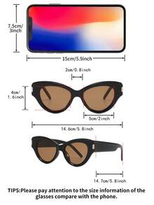 1副女士黑色猫眼框PC时尚眼镜，欧美酷炫度假风时尚眼镜 - 黑色 - 查看 4