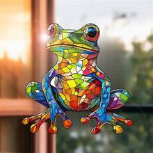 1pc Colorful Frog Sticker, Lively Interesting Scene, Removable Without Residue, Personalize Home Glass Decor - Multicolor - View 5