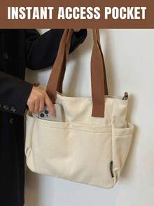 Bolsos bandolera portátiles con diseño de múltiples bolsillos, bolso tote de lona de gran capacidad para mujeres y hombres, bolsos funcionales para oficina, desplazamientos, gimnasio, bolso versátil de fin de semana para uso diario, bolso de viaje ligero, accesorios esenciales de viaje para la vuelta al colegio - Multicolor - Ver 2