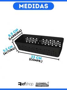 Kit 3 Cesto Organizador Rattan c/ Divisória Removível Armário Lavanderia Gaveta Lavabo Cômoda Dois Tamanhos - Preto - Visão 3