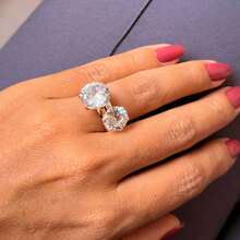 Virginia Silver Solitaire Ring, Adjustable Size, Moissanite Stone, 12mm X 10mm - Gold - View 3