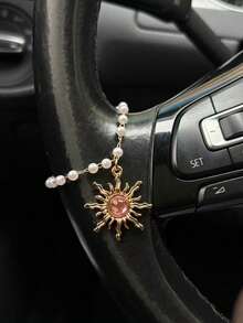1pc Pearl Sun Decor Car Steering Wheel Chain, Creative Steering Wheel Pendant Car Interior Accessory - Pearl Sun - View 5