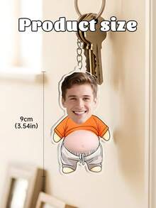 Personalized Funny Big Belly Face Keychain, Customizable Acrylic Photo Keychain Suitable For Couples And Friends, Creative Cute Portrait Keychain For Bags And Car Keys, An Interesting Gift For Friends And Lovers - Multicolor - View 7