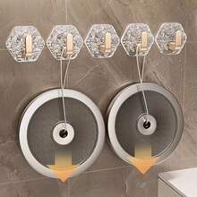 Bộ 4/8 móc treo tường cao cấp Glacier, không cần khoan, dùng cho phòng tắm, nhà bếp, tủ quần áo. - Vàng - Xem 6