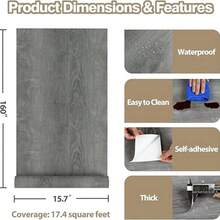 1 Roll Of Retro Oak Wood Grain Vinyl Contact Paper/Self-Adhesive Removable/Waterproof/Suitable For Bedroom/Living Room/Bathroom/Kitchen Cabinets/Countertops/Desks/Old Wooden Doors/Wardrobes/Floor Tile Stickers/Renovation Stickers/Wall Decor/Furniture Renovation/Wood Grain Wallpaper/Kitchen Backsplash/Thickened/Durable/Modern Wallpaper - Grey Oak - View 8