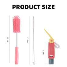 Bottle Cleaning Brushes 3 Pack Cleaner  Kit  Stanley Bottle Cleaner  Set Wit Straw  Cleaner And Cup Lid Cleaning   Stanley Cup Tuler Cups Drin Glass Pink - 粉色 - 查看 2