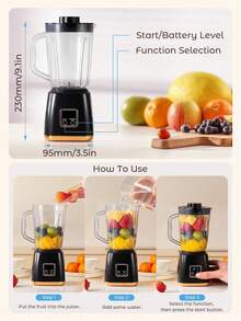 Teckwe家用榨汁机，迷你碎冰机，带LED显示屏搅拌机，USB充电便携式搅拌机，适用于制作冰沙和奶昔，鲜榨果汁机，小型榨汁机，即时提供营养，易于清洁，出汁率高 - 600ml - 查看 5