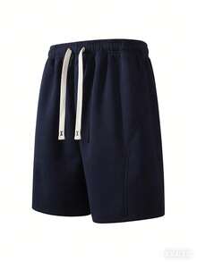 Men's Casual Drawstring Waist Shorts - Navy Blue - View 3