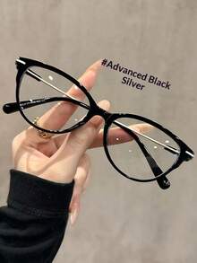 1 Pair Women's Fashion High-End Minimalist Cat Eye Glasses, Unique Temple Design, Suitable For Campus And Workplace Wear - Multicolor - View 9