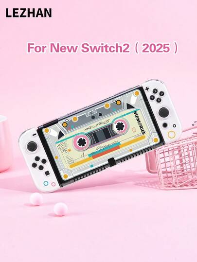 1 pièce Étui de protection créatif avec design de ruban magnétique et disque vinyle, compatible avec Switch 2 (2025), convient pour Switch OLED/Switch NS, Housse de protection pour console Switch, version avec extension de batterie, accessoires de console de jeu, meilleur cadeau pour les joueurs de SWITCH