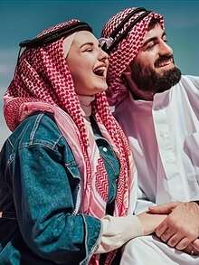 1pc Arabic Headscarf, Dubai Style Headwrap, Saudi Arabia Travel Turban For Men - Multicolor - View 4