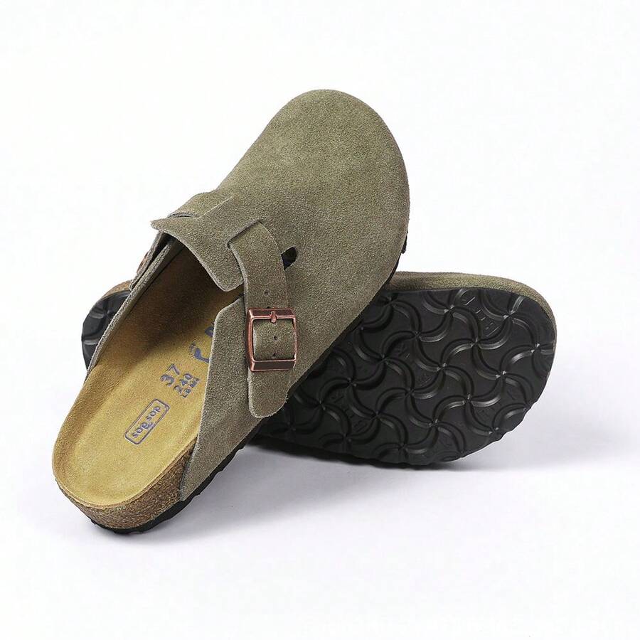 Boston Unisex Buckle Clogs With Arch Support, Soft Cork Sole, Mules, Stylish Platform Beach Sandals, Platform Outdoor Slippers. - 紅色 - 查看 1