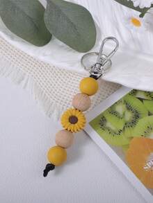 Breloc cu margarete 1 buc, breloc lucrat manual cu mărgele din lemn și ciucure, breloc cu flori feminine, accesoriu anti-pierdere, cadou de Ziua Profesorului/Ziua Mamei pentru mamă, tată, absolvire și profesor - 1602 - Vizualizare 15