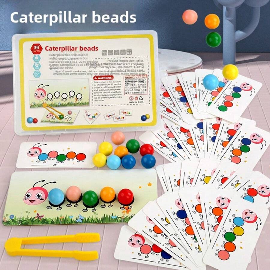 Montessori Early Education Toy For Preschoolers: Bead Threading Educational Toy For Attention, Colour Recognition And Fine Motor Skills Training - 彩色 - 查看 1