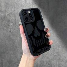 1 chiếc ốp lưng điện thoại chống sốc phong cách Gothic Punk màu đen họa tiết đầu lâu, phù hợp với 17 Air/17 Pro Max/17/16 Plus/15/14/13/12/11/XS Max/XR - Nhiều màu - Xem 2