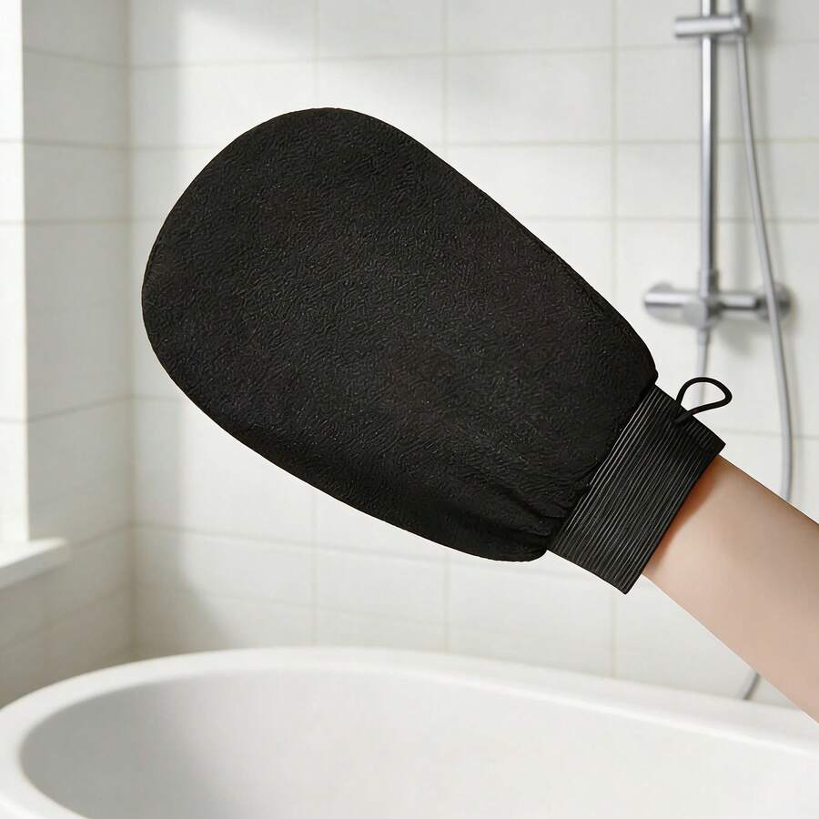Găng tay tẩy tế bào chết toàn thân 2 trong 1 - Găng tay tắm Hammam mềm mại dùng cho cơ thể và mặt, làm sạch sâu, làm mờ vết thâm, massage, tẩy tế bào chết nhẹ nhàng cho da, 1 cặp găng tay tắm Hammam hai mặt. - đen - Xem 1