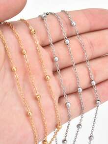 Dây chuyền, vòng tay, phụ kiện túi xách DIY bằng thép không gỉ 2m mạ vàng/bạc với hạt hình thánh giá. - Dây chuyền bi thép kẹp chéo 2m - Xem 10