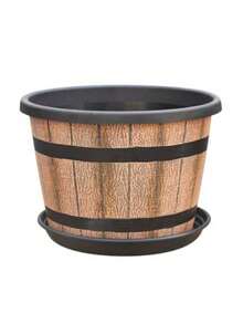 1 Bộ chậu trồng hoa trong nhà, đường kính 8 inch, kiểu thùng rượu whisky có lỗ thoát nước, chậu hoa mô phỏng thùng rượu vang. - A - Xem 7