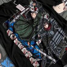 Vintage Anime T-Shirt: Black Swordsman Graphic Tee Sweatshirt - Black - View 8