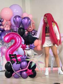 35pcs Number & Music Note Balloon Column Set, Includes Numbers, Stars, Water Drops, Music Notes, Latex Balloons, Suitable For Disco Theme Party, Birthday, Wedding, Music Competition, Role Play, Hip Hop Theme, 80s 90s Party Decoration - Multicolor - View 6