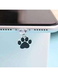 3 piezas Accesorios de tapón antipolvo de metal con diseño de pata de gato, tapón para puerto de carga de teléfono - Multicolor - Ver 4