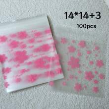 100 túi tự dính composite màu hồng mờ, kích thước 14cm*14cm+3cm, in hình hoa anh đào hồng đẹp mắt, thích hợp cho các bữa tiệc, ngày lễ hoặc làm quà tặng quảng cáo, đặc biệt phù hợp cho Ngày Valentine và đám cưới. - Hoa anh đào màu hồng, kích thước 14x14+3cm. - Xem 5