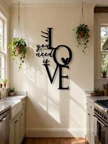 1 pièce Décoration murale en métal Amour, Tout ce dont vous avez besoin est un signe mural en métal Amour, Cadeau de la Saint-Valentin, Cadeau de couple de la Saint-Valentin - Multicolore - Voir 2