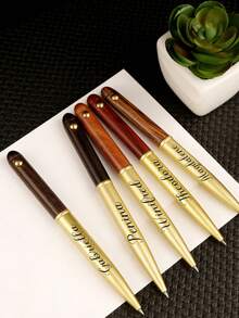 Bolígrafo personalizable de sándalo y latón, bolígrafo de escritura de negocios con textura de madera sólida y metal, bolígrafo neutro de oficina, caja de regalo exquisita, regalo conmemorativo - Multicolor - Ver 5