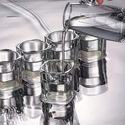 Bộ 2/6 ly thủy tinh đáy dày trong suốt 45ml, thích hợp dùng cho rượu whisky, vodka, tequila, v.v., lý tưởng cho quán bar, pub, câu lạc bộ, nhà hàng và sử dụng tại nhà.
