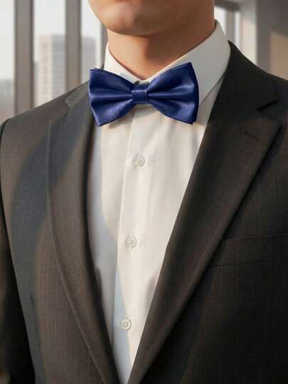 1 chiếc nơ đeo cổ nam cổ điển, đa năng, màu trơn, chất liệu vải chéo, phù hợp cho đám cưới, lễ kỷ niệm, tiệc tùng, năm mới, phối cùng vest, phụ kiện, lễ hội.