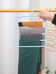 1pc Multi-Function Scarf Hanger, 5-Tier Plastic Clothes Pants Hanger Non-Slip Scarf Storage Rack - Multicolor - View 4