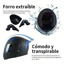 Casco Abatible para Motocicleta Negro Mate, Certificado DOT, Diseño  y Cómodo, Protección Integral, Ideal para Uso Diario y Viajes - A - Ver 9