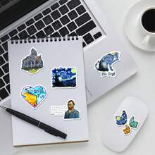 50张梵高贴纸套装，著名画作艺术美学贴纸，适用于笔记本电脑、水瓶、剪贴簿、手机壳和日记本 - 異形 - 查看 5