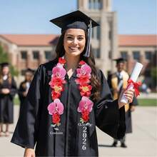 Graduation Lei  Class Of 2026 3D Hawaiian Flower Lei Graduation Sash For High School College Graduate Gift - As Pic - View 4