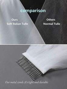 1 pieza Velo de novia de tul suave y largo y delgado, de capa única con borde limpio, velo de novia simple con peine de metal para el cabello - Multicolor - Ver 10