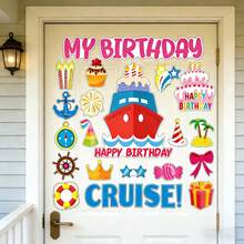 27pcs Birthday Party Cruise Door Magnet Decor, Funny Cruise Door Magnets For Women & Men Birthday Gifts, Reusable Happy Birthday Cruise Cabin Door Decoration Magnets, Refrigerator Magnets, Cute Captain Nautical Navigation Door Magnet Decor - 27 Pcs - View 2