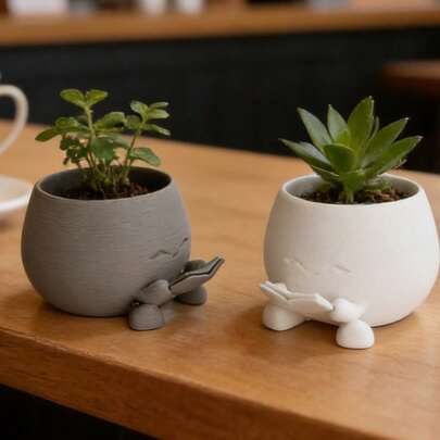 1pc - DIY Textured Book-Shaped Succulent Planter - Made Of 3D Printed Plastic Material, Features Soothing Artistic Design With Smiling Face Details, Ideal For Book Lovers' Plant Pot, Unique Desktop Greenery Container, Cozy Decor For Bedroom Or Study, Creative Gift For Book Lovers, Literary Item For Friends, Suitable For Home, Study And Office