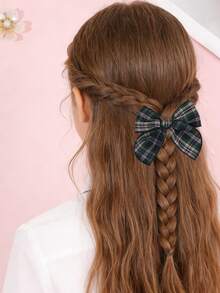 2 piezas Lazos de pelo verdes para niñas con decoración a cuadros, Pinzas de cocodrilo de cola corta delicadas, elegantes, dulces y suaves, Pasadores de pelo para fiestas, diario, festivales, vacaciones, regalos de boda, accesorios de pelo para adolescentes - Verde - Ver 2