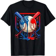 Baseball Lifestyle 101 Youth, Ropa Para Niños, Boys' Patriotic Baseball Drip Ice Cream 4th Of July T-Shirt Gifts For Boys Girls Kids YYQ 220g Baseball Gifts For Boys - 黑色2 - 查看 1