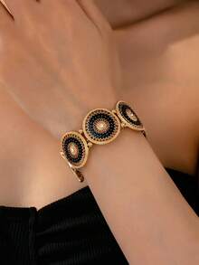 1 chiếc vòng tay co giãn kiểu Bohemian màu vàng, thích hợp để đeo hàng ngày. - Vàng - Xem 5