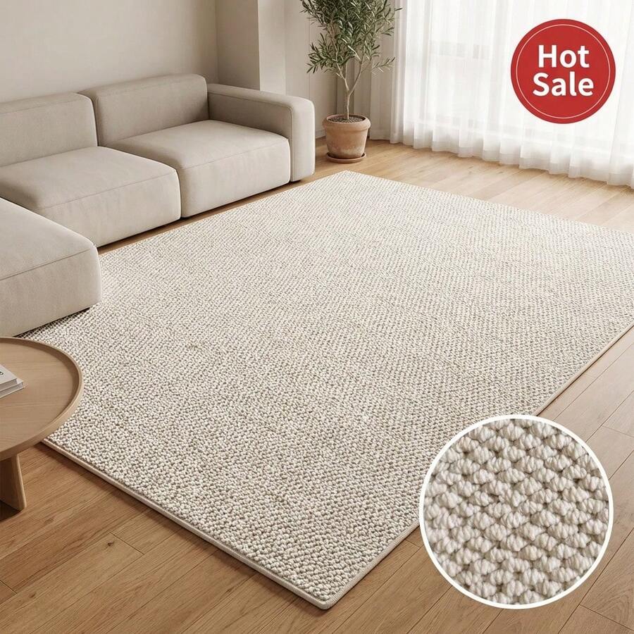 Thảm trải sàn giả sợi sisal – Màu xám, thiết kế trừu tượng hiện đại, dệt mật độ cao, chống trơn trượt, thích hợp cho phòng khách, phòng ngủ và ban công | Chống thấm nước và dễ vệ sinh. - sợi raffia đen kiểu hiện đại - Xem 1