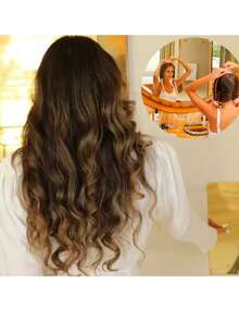4 pezzi Set di ferro arricciacapelli senza calore, strumenti di styling per creare onde morbide e naturali, perfetto per capelli ondulati, indossabile anche di notte, ottimo regalo per la Festa della Mamma, compleanni, festival musicali, accessori per capelli per primavera/estate. Set elegante di fermagli e scrunchie per capelli, ideale per vacanze e viaggi, con mollette per capelli, elastici, fasce, kit per acconciature, per feste e occasioni speciali - nero - Visualizzare 8