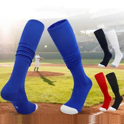 1 Pair Youth Professional Baseball/Softball Socks, Non-Slip Training & Game Socks, Over-The-Knee Ice Hockey Socks For Teens Aged 12-18