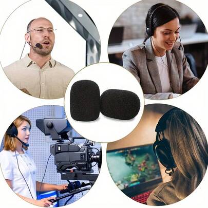 10Pcs Black Mic Protector Replacement Headset Foam Covers Windscreen Windshield Sponge Covers Microphone Cover For Meeting Mic