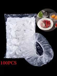 1 Pack (100/200/500pcs) Reusable Food Wrap And Shower Cap Set, Transparent PE Food Preservation Film, Elastic Disposable Bowl Covers, Ideal For Back To School Season - Multicolor - View 13