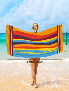 1pc Simple Striped Beach Towel, Extra Large Microfiber Quick Dry Water Absorbent Beach Towel, Anti-Sand Beach Blanket, Suitable For Travel, Swimming Pool, Yoga, Gym, Beach, Holiday Essentials (Single-Sided Printed), Beach Accessories, Pool Float - Large Beach Towels, Microfiber Beach Towel, Round Beach Towel, Striped Beach Towel, Good For The Beach, Dries Fast, Soft Beach Towel, Summer Essential, Cute Beach Towel, Cruise Essentials, Pool Essentials, Vacation Essentials, Camping Essentials, Beach Essentials, Beach Accessories For Women, Beach Towels Oversized - Color - 查看 9