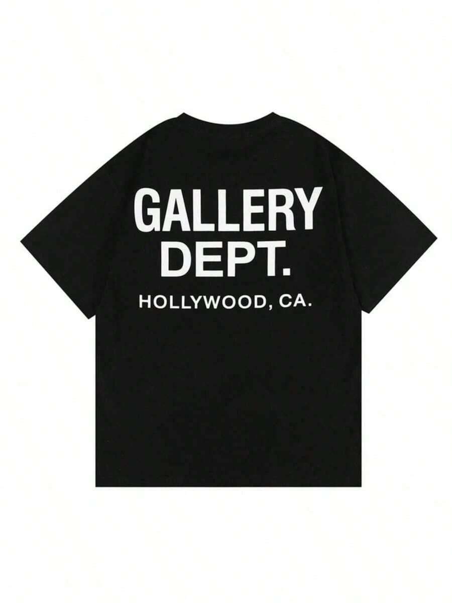1 Piece GaLLeRY Cotton T-Shirt, Classic Letter Print Style, For Men And Women, Short Sleeves, Casual And Comfortable, Ideal For Birthdays And Parties. - Weiss - Xem 1