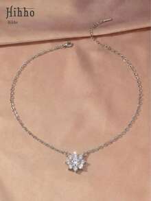 Hihho 1 pieza Collar de lujo con girasol para mujer, elegante collar gargantilla, versátil para ir al trabajo y uso casual, joyería para mujer - collar - Ver 4